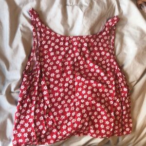 Open Back Red Brandy Melville Tank with Flowers